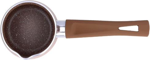 Butter Pot, Saucepans Aluminum Alloy Cooking Pot for Coffee Butter Chocolate Nonstick Milk Pan 8cm Dia Single Handle(brown)...