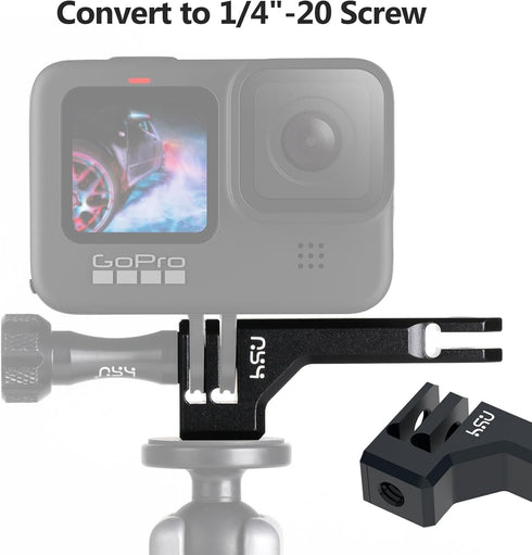 HSU Aluminum Vertical Bracket Adapter with 1/4"- 20 Hole for Gopro Hero 12/11/10/9/8/7/6/5/4 AKASO Campark Insta360 DJI Osmo Action and Other Acti...