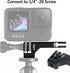 HSU Aluminum Vertical Bracket Adapter with 1/4"- 20 Hole for Gopro Hero 12/11/10/9/8/7/6/5/4 AKASO Campark Insta360 DJI Osmo Action and Other Acti...
