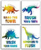 CHIEN-CHI LILI Wash Your Hands Dinosaur Bathroom Art Prints Set of 4(8”X10”), Motivational Quote Bathroom Room Decor for Kids Girls Boys Daughter ...