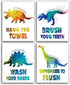 CHIEN-CHI LILI Wash Your Hands Dinosaur Bathroom Art Prints Set of 4(8”X10”), Motivational Quote Bathroom Room Decor for Kids Girls Boys Daughter ...