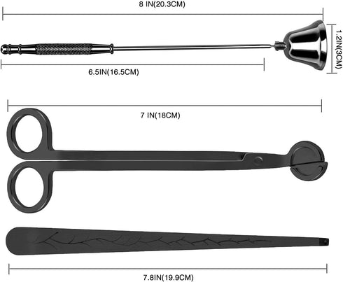 DANGSHAN 3 in 1 Candle Accessory Set - Wick Trimmer, Snuffer, Dipper with Gift Package for Candle Lovers (Black)...