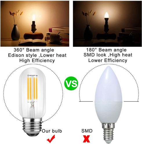 PIFUT T12 LED Bulb, E26 Dimmable LED Bulb, 110v 600Lumens 3000K 60W Equivalent, Tubular Light Bulb,4 Pack (Warm White)...