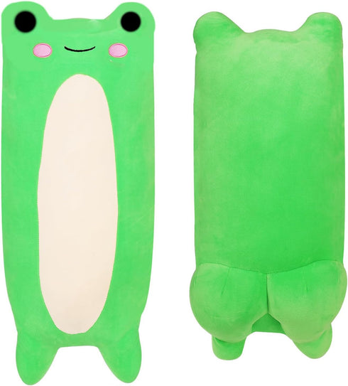 Cute Long Frog Plush Toy, 12Inch Adorable Green Frog Stuffed Animal with Butt, Frog Boby Pillow Kawaii Big Squishy Frog Plushies Hugging Throw Pil...