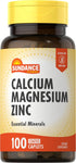 Calcium Magnesium Zinc | 100 Caplets | Essential Mineral Supplement | Vegetarian, Non-GMO, and Gluten Free Formula | by Sundance...