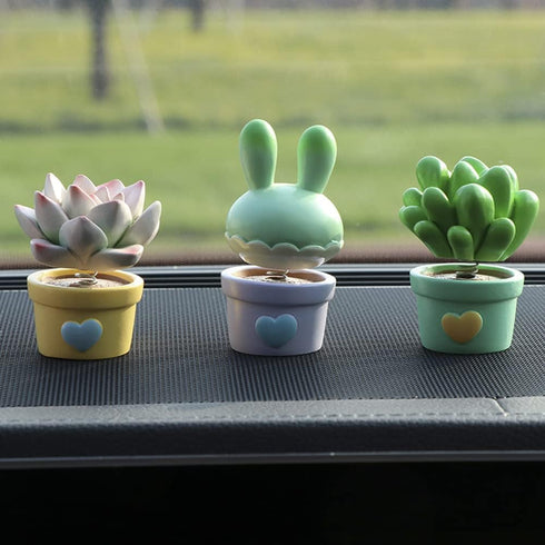 Succulent Pots,Zcargel Car Succulents Potted Decoration Cute Resin Ornaments Car Shaking Head Toy Car Dashboard Decoration for Home, Office and Ga...
