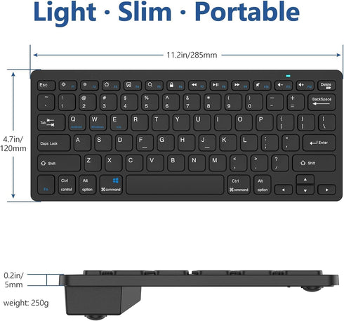 Bluetooth Keyboard for Mac Ultra-Compact Wireless Keyboard, Compatible with MacBook Pro/Air, iPad Laptops and PCcompatible Windows Android (Black)...