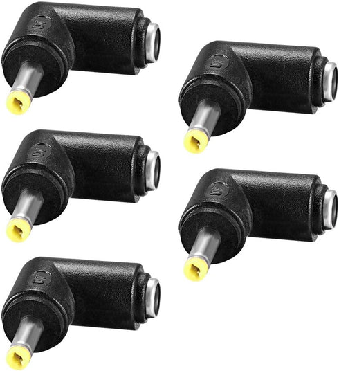 uxcell 5pcs DC Power Connector Adapter 90 Degree Angle 4.0mm x 1.7mm Male Plug to 5.5mm x 2.1mm Female Jack Coupler Converter or Laptop CCTV Camer...
