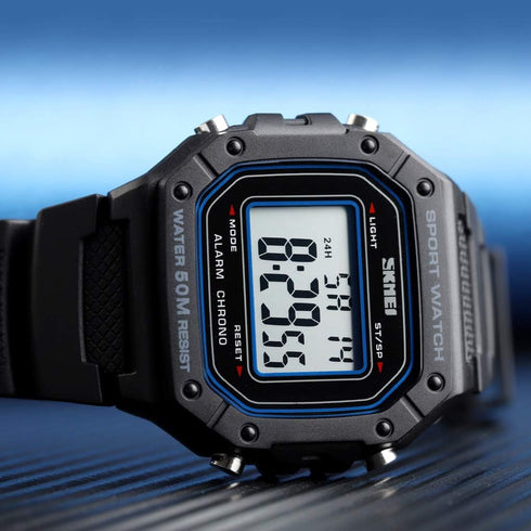 Men Outdoor Sport Digital Watch 5Bar Waterproof Alarm Back Light LED Fashion Chronograph Wristwatches...