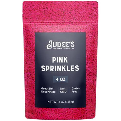 Judee's Gluten Free Pink Sprinkles 4 oz - Gluten-Free and Nut-Free - Brighten Up Your Baked Goods - Great for Cookie and Cake Decoration - Use for...