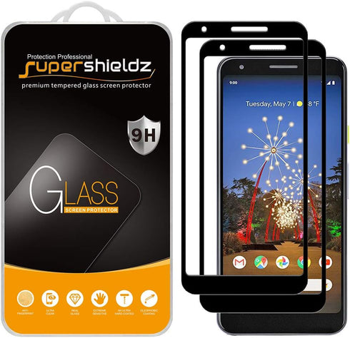 Supershieldz (2 Pack) Designed for Google (Pixel 3a XL) Tempered Glass Screen Protector, (Full Screen Coverage and Full Adhesive) Anti Scratch, Bu...