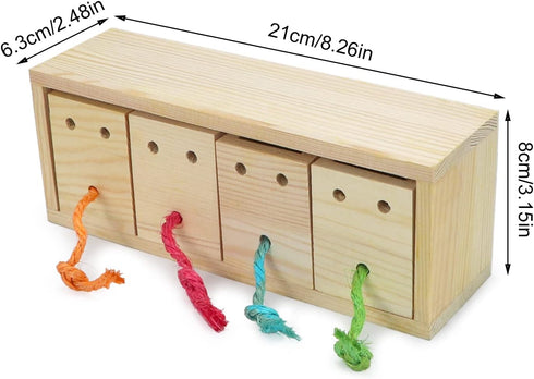 Bird Foraging Feeder Toy Training Intelligence Box Wooden for Parrot Budgie Parakeet Cockatiel Conure African Grey Cockatoo Amazon Finch Canary...