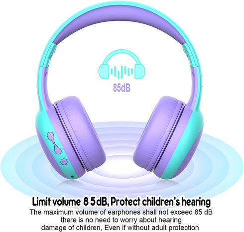 gorsun Bluetooth Kids Headphones with Microphone,Children's Wireless Headsets with 85dB Volume Limited Hearing Protection,Stereo Over-Ear Headphon...