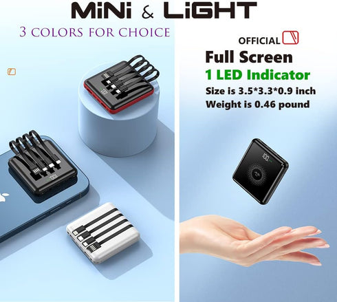 Portable Charger 10000 mAh Power Bank Mini with wireless charging LED Mirror Display Screen Excellent Touch Slim Portable Phone Charger for iPhone...