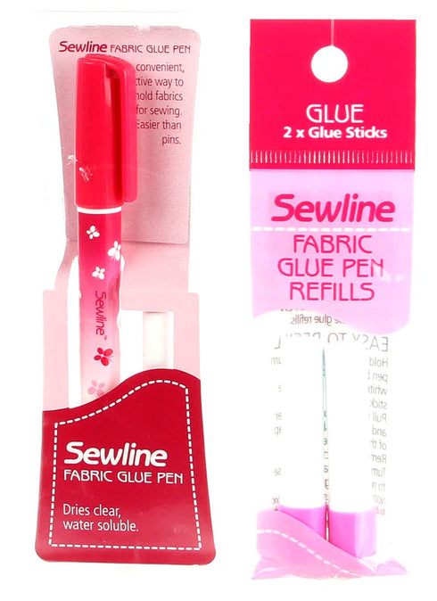 Bundle of Sewline Fabric Glue Pen(s) Blue, and Fabric Glue Pen Refill 2-Pack(s) Blue (1 Pen, 1 2-pack Refills)...