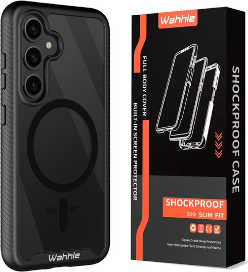 wahhle Samsung Galaxy S24 Case, Magnetic Wireless Charging Built in Screen Protector Full Body Shockproof Slim Fit Bumper Protective Phone Cover f...
