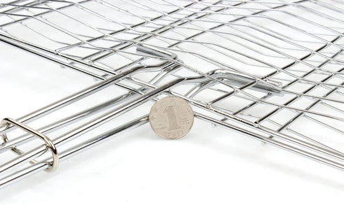 Barbeque Grill Basket, Portable BBQ Grilling Baskets with Long Handle, Stainless Steel Grilling Basket for Fish Vegetables Steak Shrimp Chops Outd...