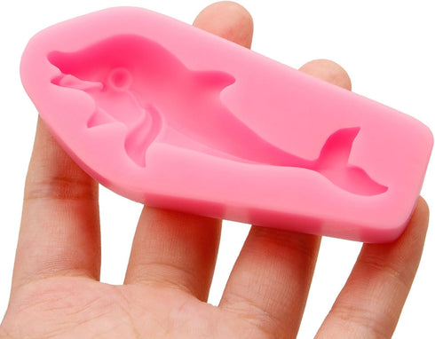 Dolphin Silicone Fondant Molds 2 Pcs, Dolphin Chocolate Candy Mold for Cake Decoration Candy Sugar Cupcake Topper Cake Polymer Clay Crafts Epoxy R...