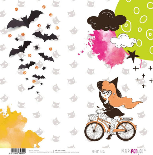 Papers For You - Scrapbooking and Craft Paper Kit | "Spooky Girl" Collection | Includes 10 Double Sided Papers with Different Designs | Size 12" x...