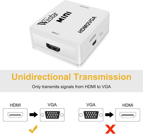HDMI to VGA Converter Adapter with 3.5mm Stereo Audio Output Converter 1080P for TV PC Laptop to Projector......