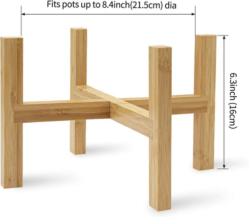 Bamboo Plant Stand, Flower Potted Holder, up to 8 Inch Pot - Nature, Mid Century Modern (Pot Not Included)...