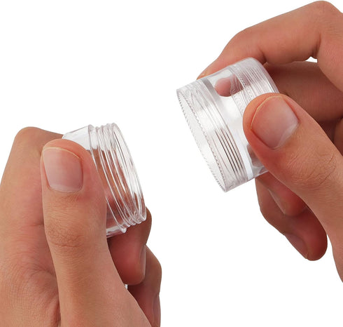 10 Sets 4 Layer Stackable Cosmetic Containers with Screw Lids, 10G/10ML Stackable Bead Storage Containers Round Plastic Containers, Clear Column S...