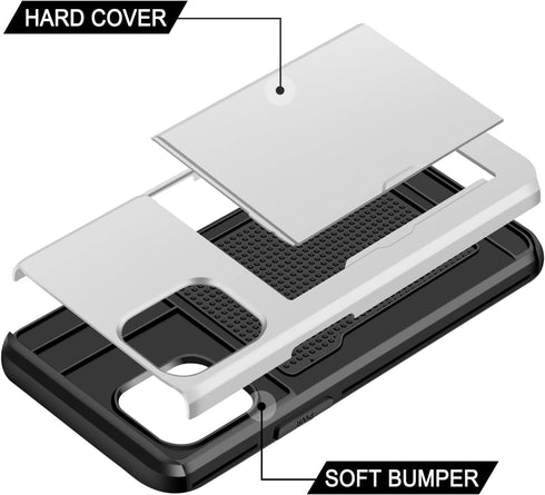 SAMONPOW Compatible with iPhone 13 Case with Card Holder Dual Layer Hybrid Wallet Case Heavy Duty Protection Shockproof 13 Case for Women Men Anti...