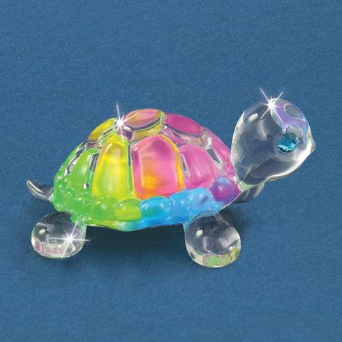 Glass Baron Rainbow Snow Cone Small Turtle Figurine with Crystal...