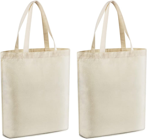 Veyist 2 Pcs Reusable Large Canvas Tote Bags, Blank Multi-purpose Canvas Bags, Suitable for DIY Project, Grocery, Shopping....