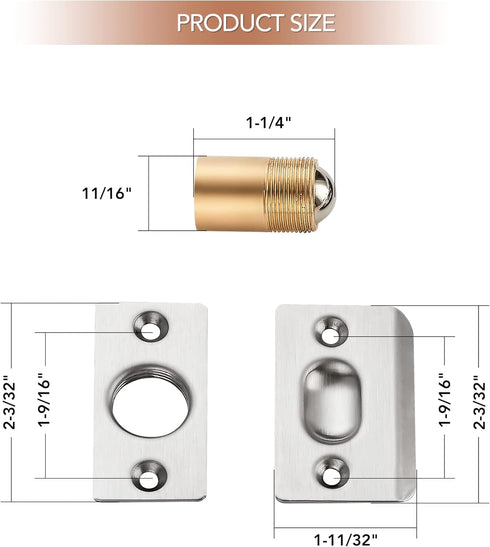 Ravinte Adjustable Ball Door Catch, Closet Ball Bearing Door Latch, Strong Drive Closing Door Accessories for Interior Doors, Solid Brass Body & S...