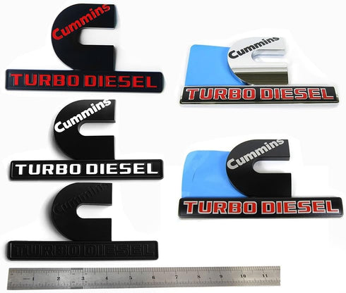 Yoaoo 2Pack OEM Black Cummins Turbo Emblem Compatible with 2500 3500 Emblem Matte White 6.2" by 3.4" inches...