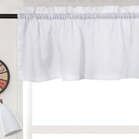 Curtain Valance,Waffle Weave Waterproof Window Valance for Bathroom,Rod Pocket Tailored Kitchen Valance Curtain Cafe Curtains - 60" x 15", White, ...