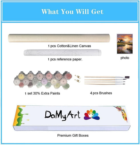 DoMyArt Paint by Numbers Kit for Adults, DIY Acrylic Painting on Canvas Home Decor Wall Art (River Under Sunset, 16x20 Inch)...