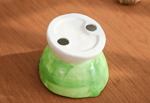 Lemon Shape 6 Inch Cat Raised Bowls, Pet Tilted Elevated Ceramic Dog Food & Water Dish for Puppy, Anti Vomiting & Lead-Free...