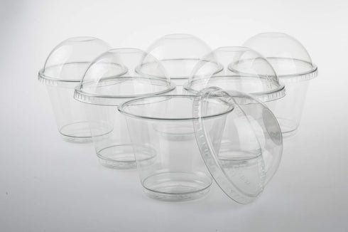 Golden Apple, 9oz-50sets Clear Plastic Cups with Clear Dome lids No Hole…...