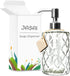 JASAI Diamond Design 12 Oz Glass Soap Dispenser, Kitchen soap Dispenser with 304 Rust Proof Stainless Steel Pump, Bathroom Soap Dispenser for Hand...