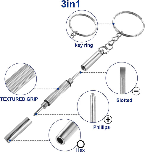 5Pcs Mini Glasses Screwdriver, 3 in 1 Multifunction Eyeglass Screwdriver Repairing Kit, Tiny Screwdriver for Glasses Tightening Repair Screwdriver...