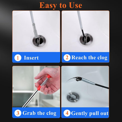 34 Inch Flexible Grabber Claw Pick Up Reacher Tool, Snake Drain Clog Remove Tool With 4 Claws Pickup Reaching Assist Tool for Litter Pick, Bathroo...