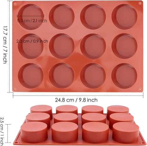 Ocmoiy 2 Inch Ore Mold Round Silicone Molds for Chocolate Covered Ore Cookie, Mini Cake, Candy, Dessert, Jelly, 24 Cups Cylinder Baking Mold Set o...