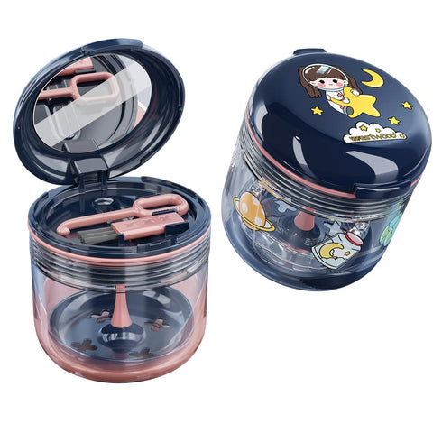 DIY pattern Denture Cup, Definitely No-Leak Denture Bath Box, Denture Case with Strainer & Mirror,Completely Clean Care for Retainer case, With br...