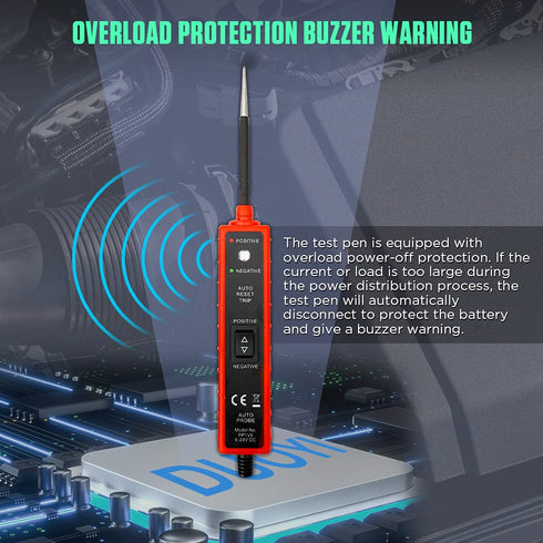 Power Circuit Probe Tester 6V-24V DC Test Light Short Circuit Tester Component Activation Electrical Tester Polarity Identify Continuity Tester wi...