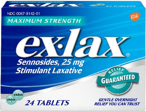 Ex-Lax Maximum Strength Stimulant Laxative Constipation Relief Pills for Occasional Constipation, Gentle Laxatives - 24 Count...
