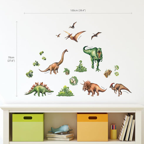 DECOWALL DS-8034 Watercolour Dinosaur Kids Wall Stickers Wall Decals Peel and Stick Removable Wall Stickers for Kids Nursery Bedroom Living Room (...