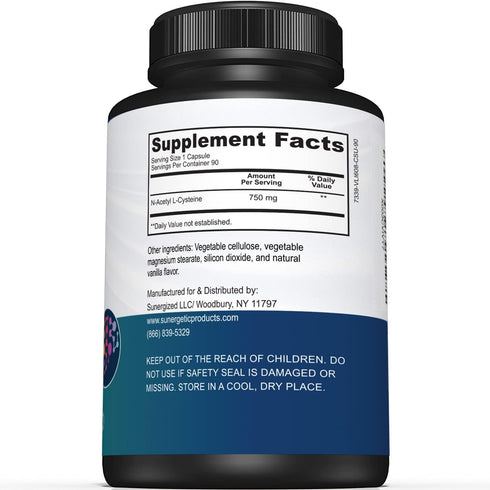 Premium NAC Supplement N-acetyl Cysteine – 750mg Per Capsule – Supports Liver, Detox Immune, Cellular & Respiratory Health – 90 N acetyl Cysteine ...