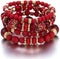 Pingyongchang Stackable Beaded Bracelets for Women Multi-Layer Mixed Color Beaded Stretch Bracelet Crystal Stone Heart Letter Gold Charm Gemstone ...