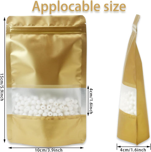 50 pcs Brown Smell Proof Bags 3.9x5.9 In Resealable Stand Up Food Storage Bags with Window Matte Foil Sealable Bags Pouches for Candy Coffee Sampl...