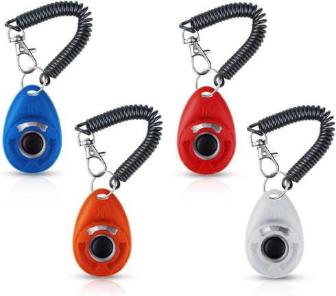 yuntop 4 Pieces Pet Training Clicker with Wrist Strap and Dog Training Treat Pouch Pet Training Clicker for Training Puppy Cats Birds Dog Clicker ...