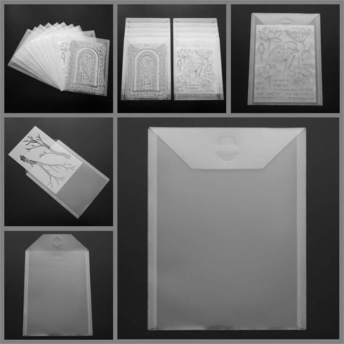 Large Stamp & Die Storage Pockets Resealable Clear Plastic Seal Bags Storage Case for Cutting Dies Stencil Album Stamp Crafts for DIY Scrapbooking...