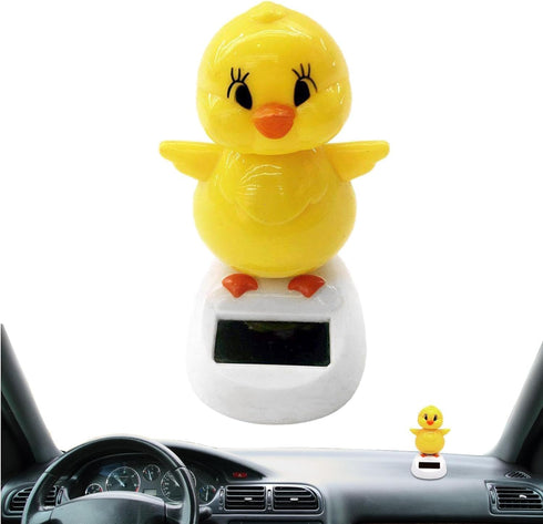 Solar Powered Dancing Chick, Solar Dancing Figurines, Solar Bobblehead Chicken, Solar-Powered Car Charm, Cartoon Bobble Head Chick Ornaments Figur...