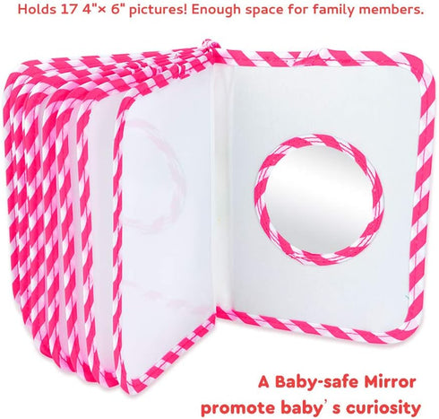 Baby Photo Album Soft Cloth Photo Book First Year Memory Album Shower Gift for Babies Newborns Toddlers & Kids,Holds 4x6 Inch Photos. (Pink)...